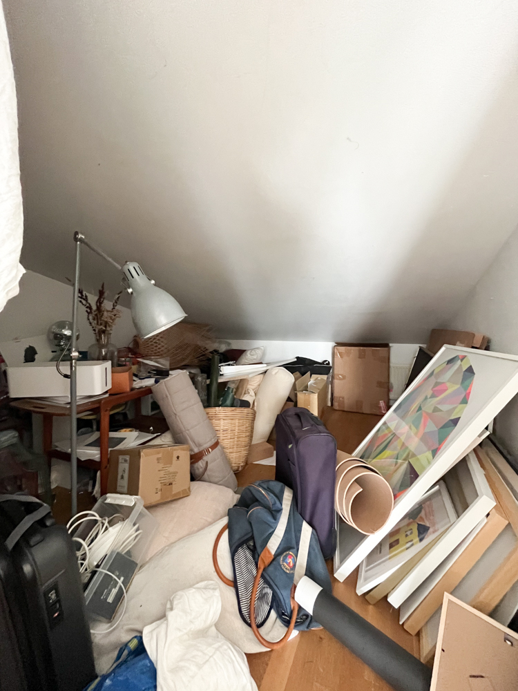 Craft room tour in a small attic space with creative storage solutions
