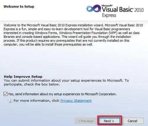 خطوات تثبيت برنامج Visual Basic.Net 2010