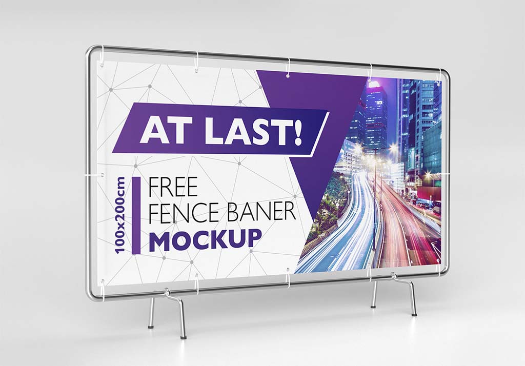 Download Free Fence Banner Mockups PSD | Psdblast