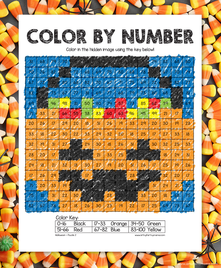 Free Printable Halloween Color by Number Worksheets