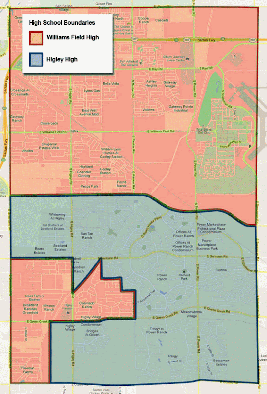 Higley Unified District High School Boundary Map