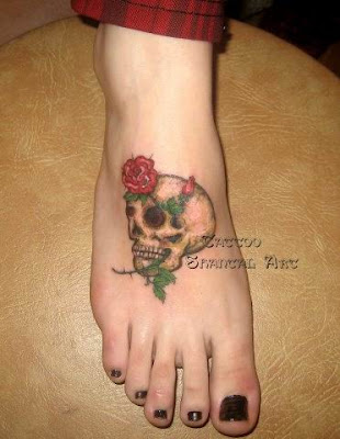 Women Skull Tattoo Designs 2011. Foot Tattoo Designs: flower skull tattoo.