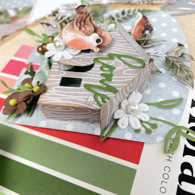 Memorydex card made with Tim Holtz paper village die, P13 Forest Tea Party paper and Scrapbook.com A2 Florals cardstock