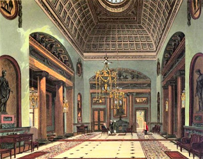 The Hall of Entrance, Carlton House, from The History of the Royal Residences by WH Pyne (1819)