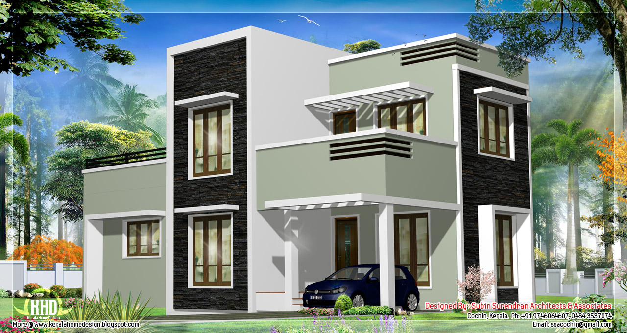 1278 sq feet Kerala flat roof  home  design  House  Design  Plans 