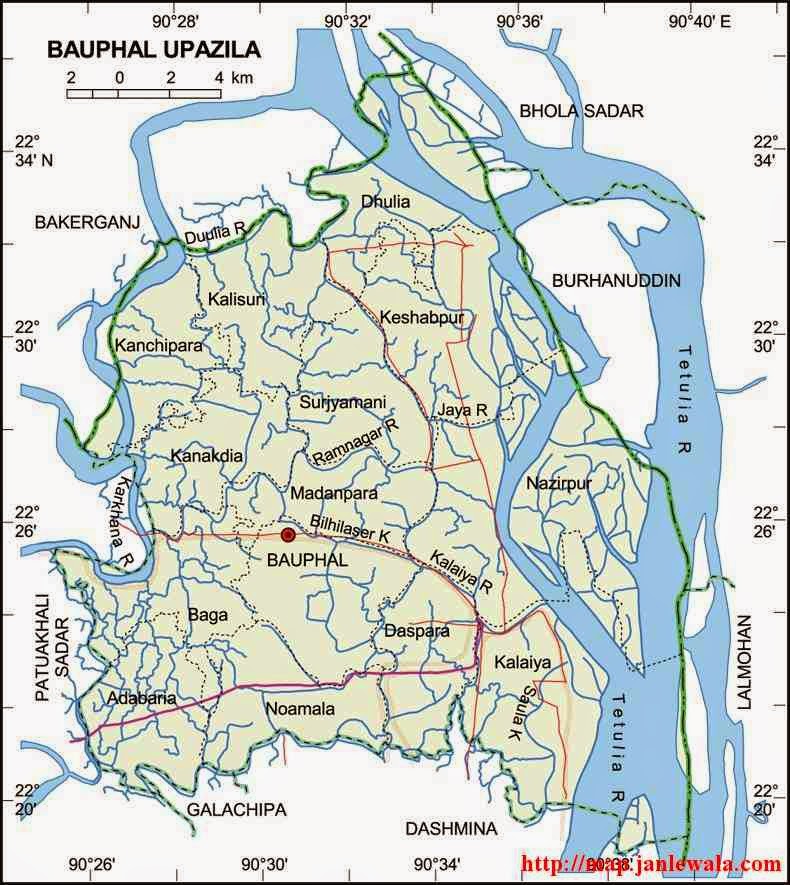 baufal upazila map of bangladesh