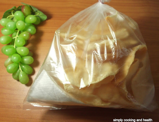 Fried papadum  is  saved in a plastic bag