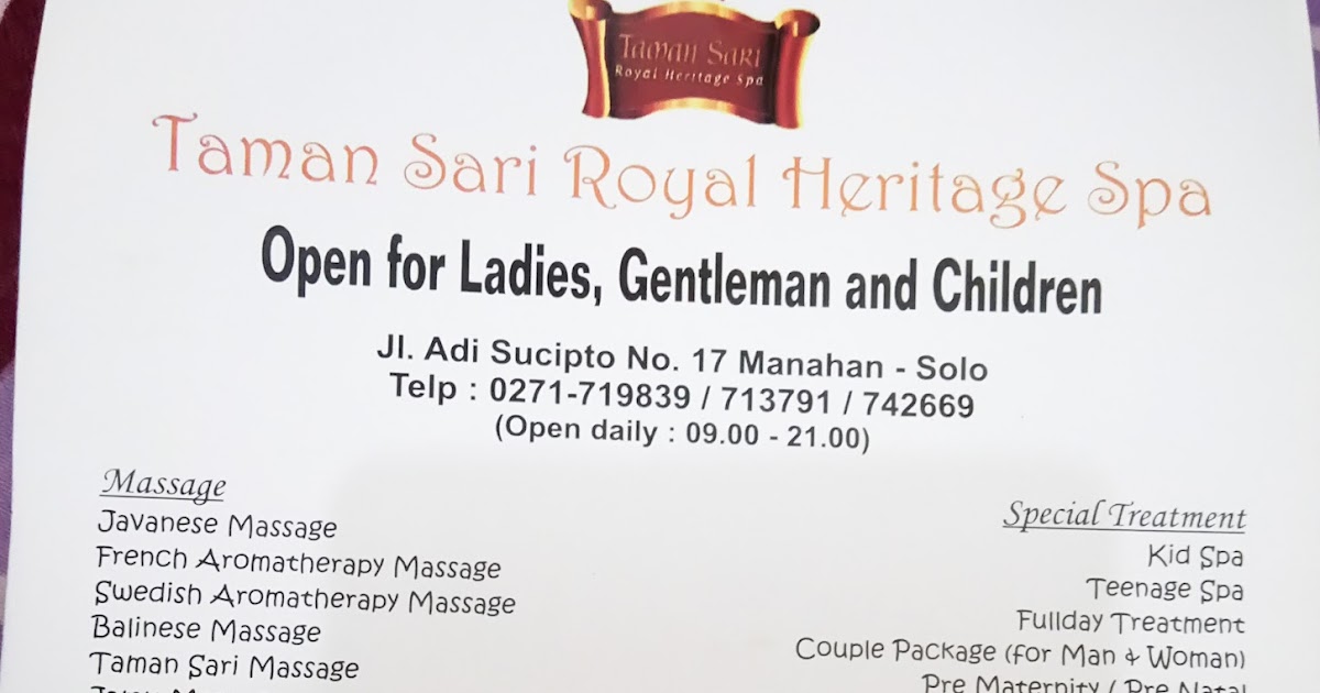 Perawatan wanita di Solo: Taman Sari Royal Heritage Spa