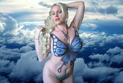 Blue Butterfly Airbrush Designs Body Painting