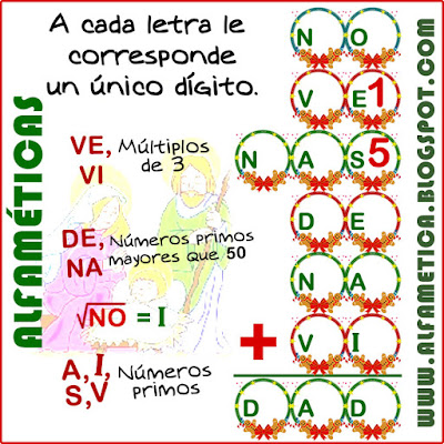 Alfamética, Criptoaritmética, Criptosuma, Aritmética oculta, Juego de letras, Navidad y matemática, Problemas matemáticos, Desafíos matemáticos