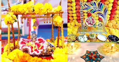 janmashtami decoration at home with flowers
