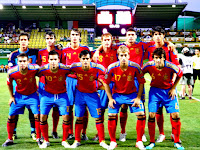 SELECCIÓN DE ESPAÑA SUB 19 - Temporada 2011-12 - Edgar Badía, Aurtenetxe, Ignasi Miquel, Álex Fernández, Sergi Gómez y Morata; Carvajal, Sarabia, Juanmi, Deulofeu y Rubén Pardo - ESPAÑA Sub19 5 (Deulofeu, Sarabia, Juanmi y Morata 2), REPÚBLICA DE IRLANDA Sub19 0 - 29/07/2011 - Campeonato de Europa de Selecciones Sub19, semifinal - Chiajna, Rumanía, estadio Concordia