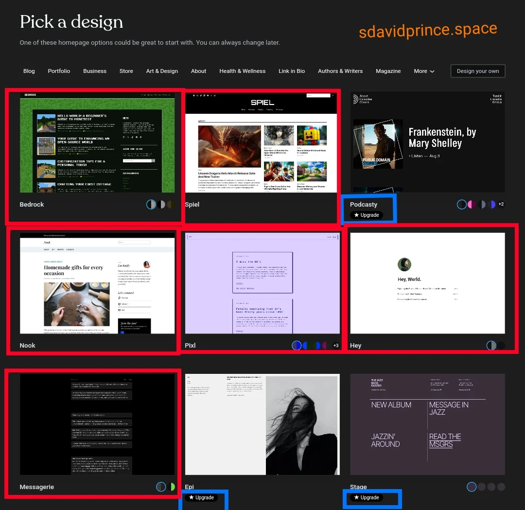 Pick a Blog Design