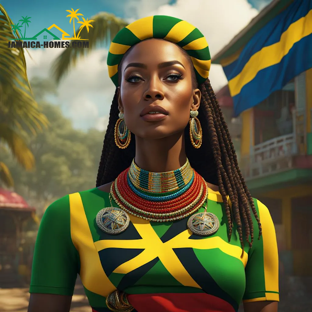 Jamaican Elegance: A Hyperrealistic Portrait Celebrating Jamaican Culture and Heritage