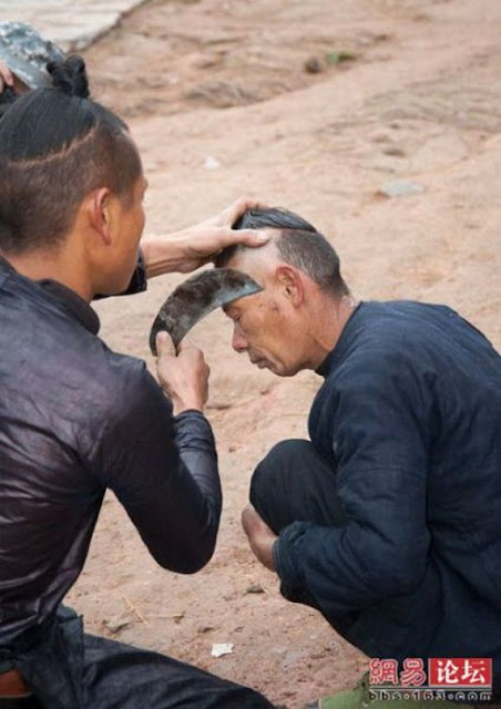 Extremely Haircut. Very Scary and Dangerous Haircut. Haircut Using a Sickle