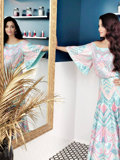 Aishwarya Rai Looks Gorgeous in an aqua blue off-shoulder dress at Cannes Film Festival 2018