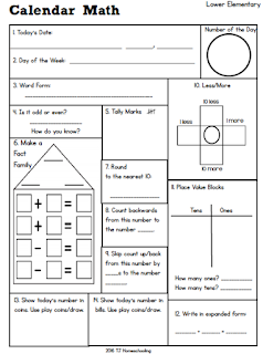 Lower Elementary Calendar Math