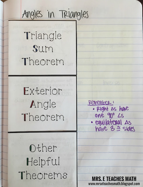 Angles in Triangles Interactive Student Notebook Page Idea