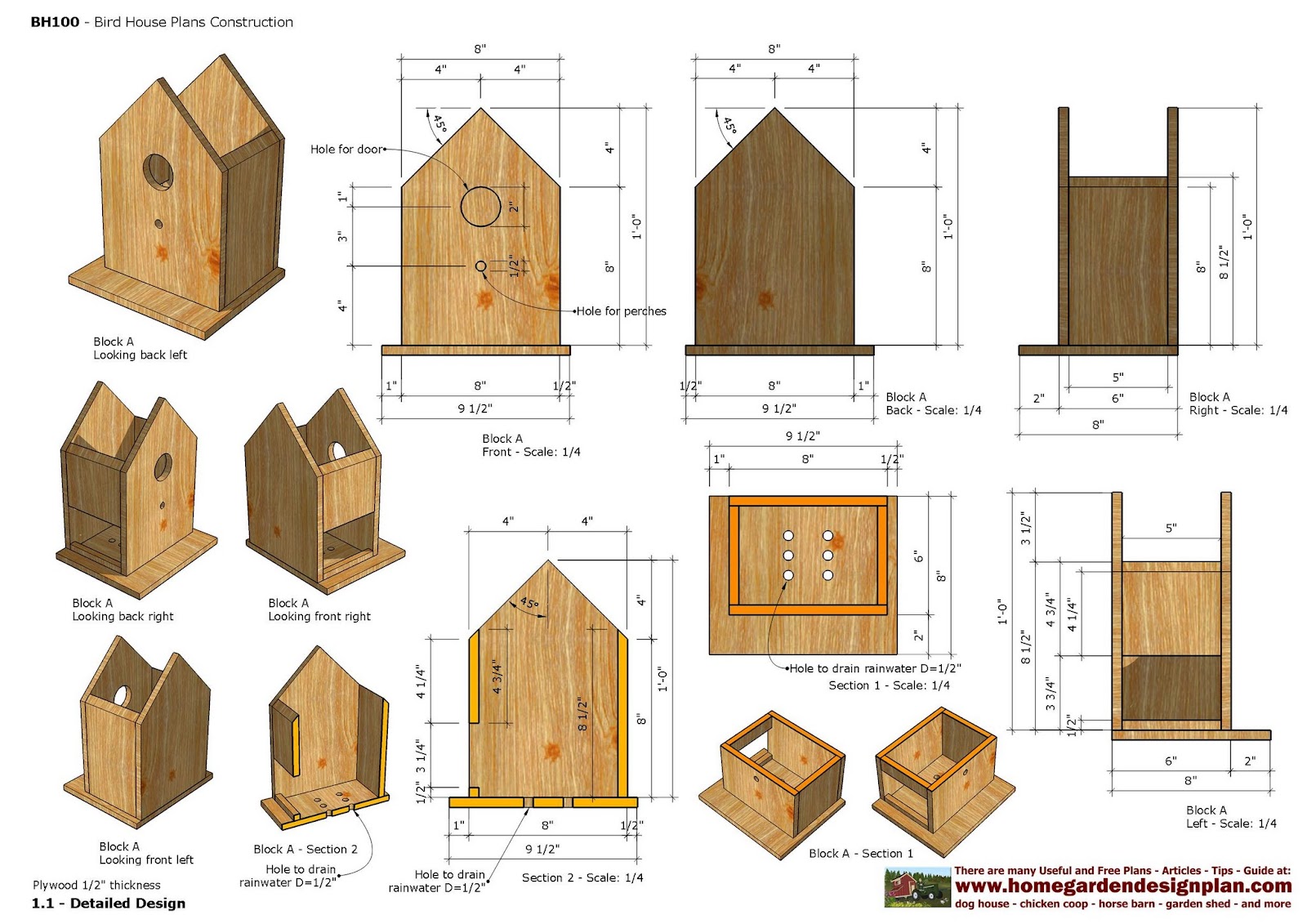  home  garden plans  BH Bird  House  Plans  Construction 