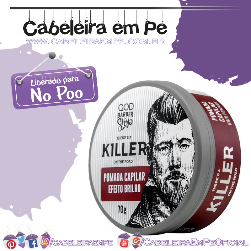 Pomada Capilar Killer Alta Fixação Efeito Brilho - Qod Barber Shop (No Poo)