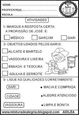 Leitura e interpretação alfabetização,dia do gari