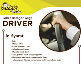 Lowongan Kerja Driver di Batagor Gaga Makassar