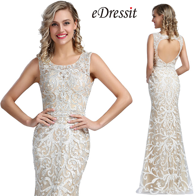 eDressit Sleeveless Beige Embroidery Beaded Evening Dress