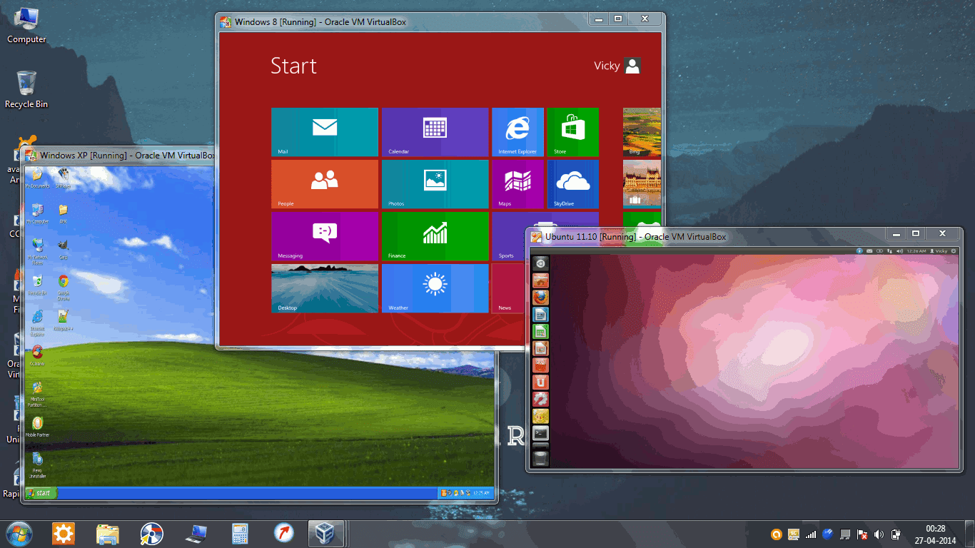 simultaneously running 4 OS in VirtualBox