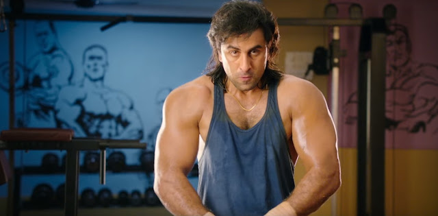 Ranbir Kapoor as Sanjay Dutt, Bodybuilding, Sanju, Rajkumar Hirani