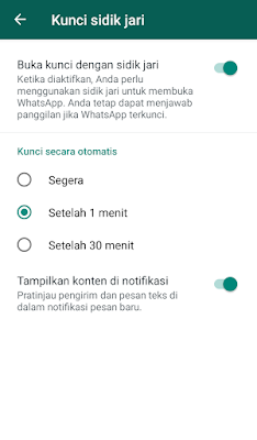 kunci sidik jari whatsapp aktif