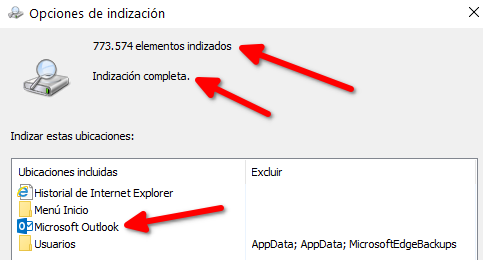 Outlook: No funciona búsqueda