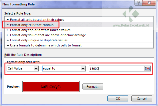 Cara menandai sel di excel 9