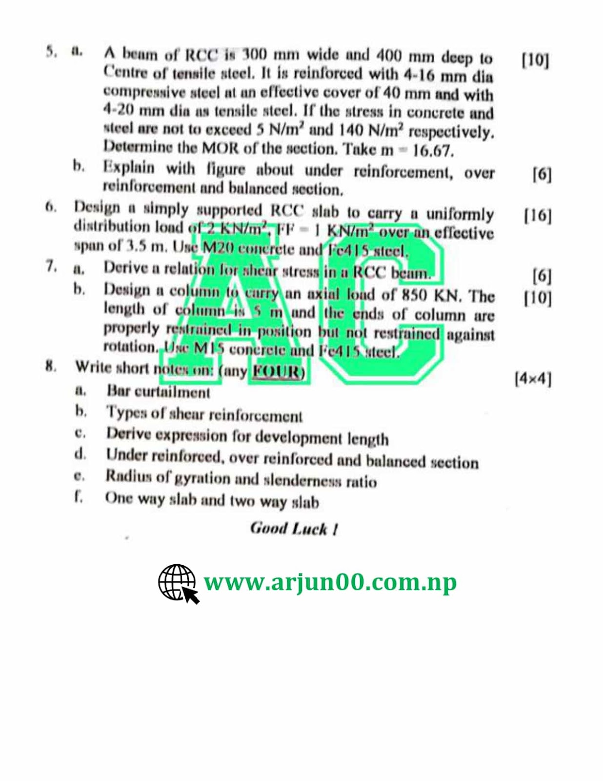Structural Design and Drawing: 2082 to 2079  Question Paper of Fifth Semester, Diploma in Civil Engineering- DCE ,CTEVT, Diploma,  Structural Design and Drawing : 2082, 2081,2080, 2079 Question Bank, , arjun00 , CTEVT, Diploma, Nepal, DCE, Question Bank,Structural Design and Drawing New Question Paper,Structural Design and Drawing Question paper, CTEVT, Arjun00pdf