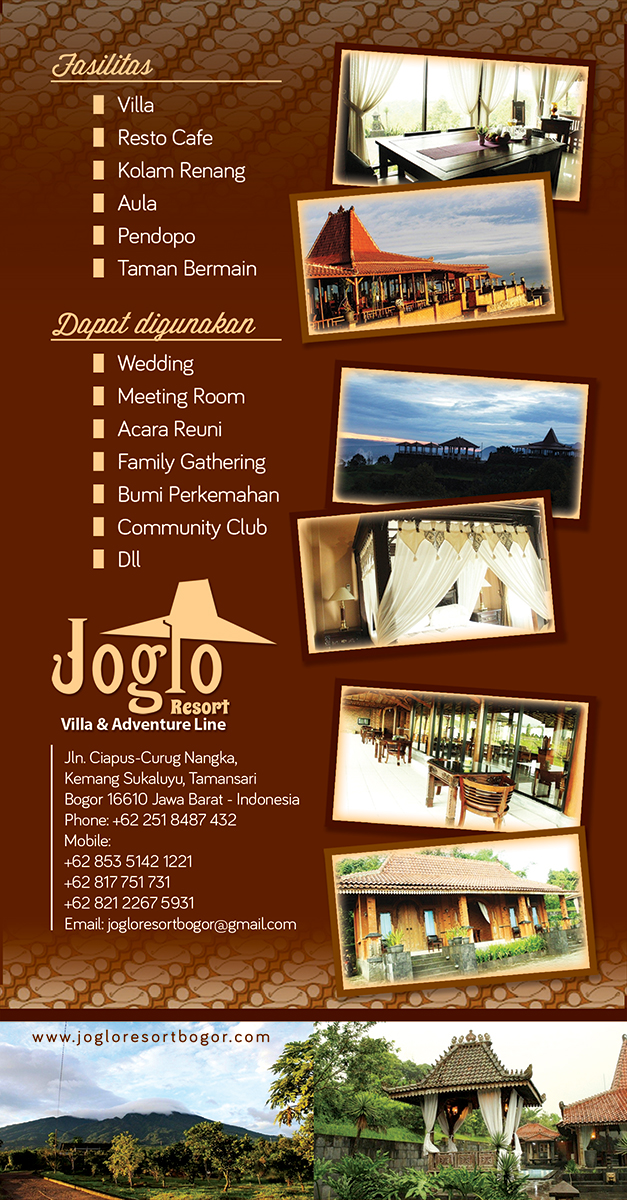 Contoh Desain Brosur Villa "Joglo Resort Villa & Adventure 