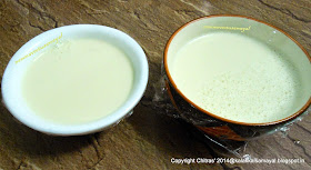 Close panna cotta filled bowls with cling wrapper