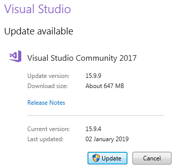 how to update visual studio version