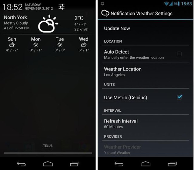 weather notification app for android 4.1