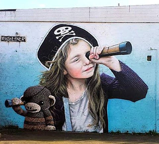 Little girl pirate captain graffiti