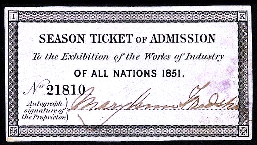 1851 Great Exhibition season ticket