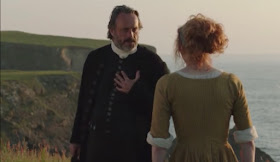 Demelza Poldark arguing with her father Tom Carne near nampara cliffs season 1