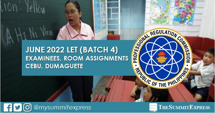 Room Assignments: June 2022 LET in Cebu, Dumaguete