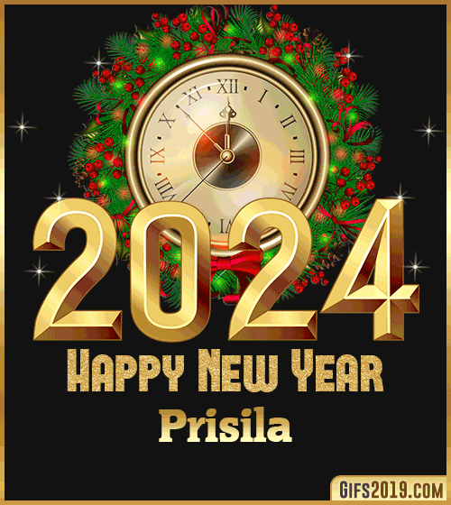 Gif wishes Happy New Year 2024 Prisila