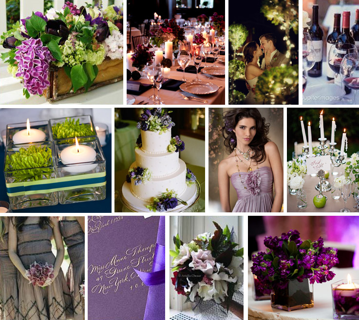 Top row Floral arrangement Table setting Couple photo Wine photo