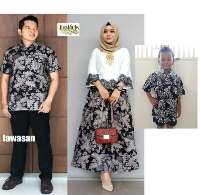 Setelan Model  Baju Gamis  Batik  Couple  Keluarga  Arsyila 