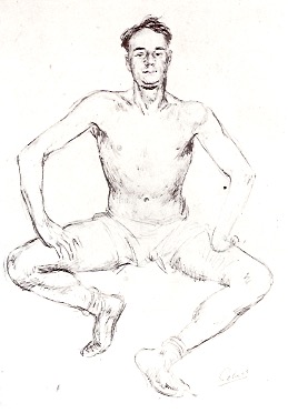 Seated Man in Shorts