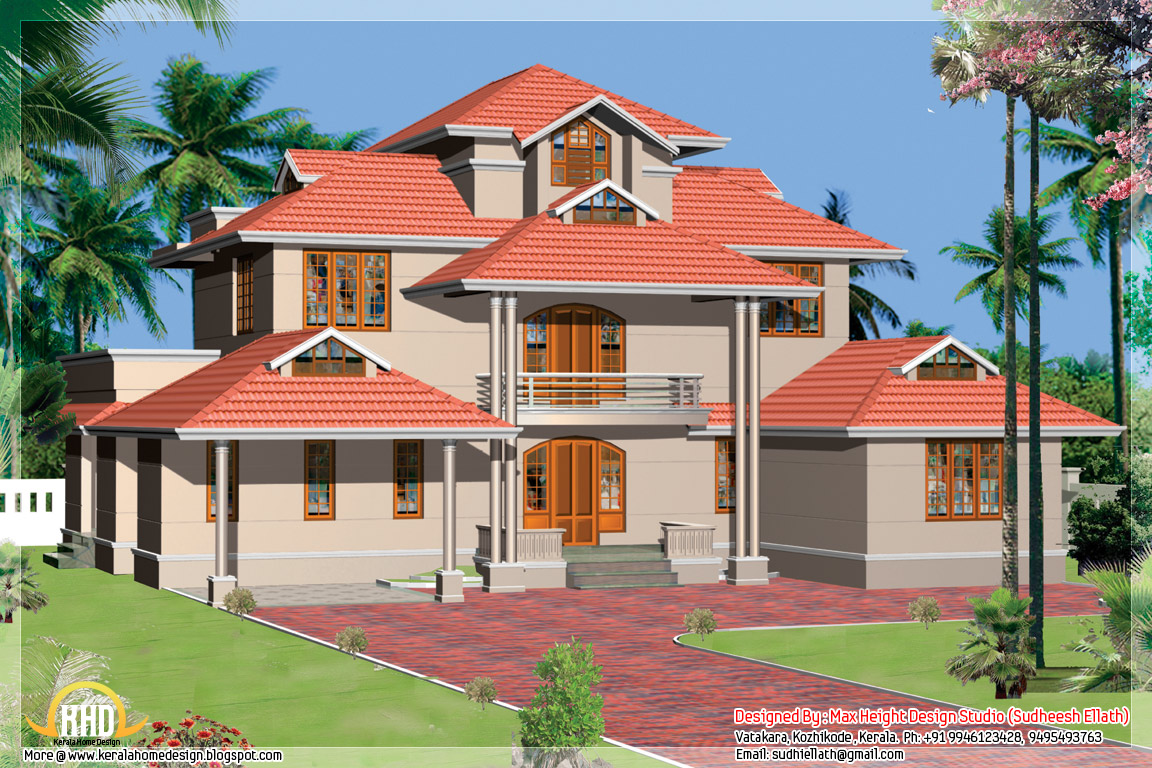  Kerala  style  beautiful 3D home  designs  Kerala  home  