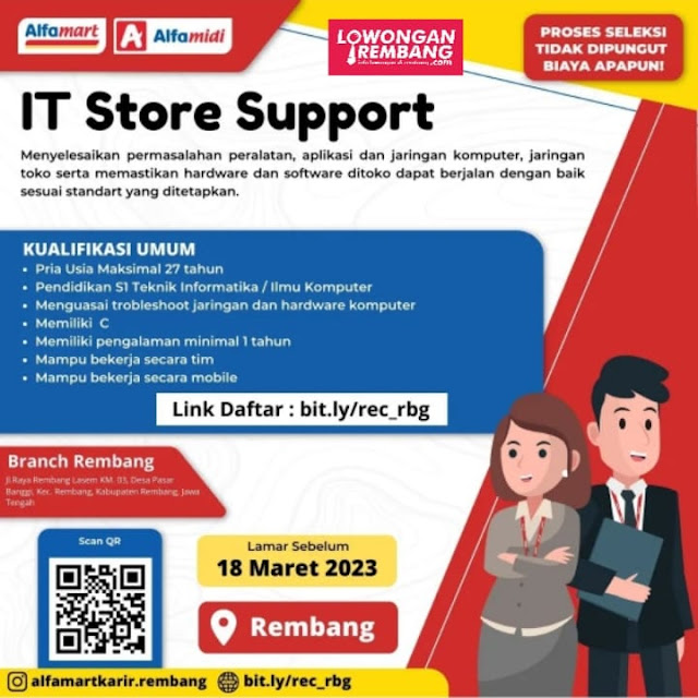 Lowongan Kerja Pegawai IT Store Support Alfamart Rembang