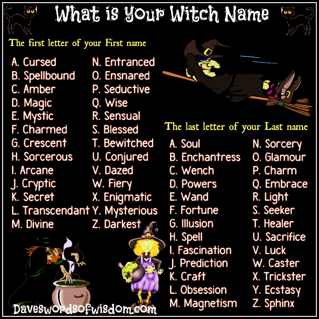 Daveswordsofwisdom com What is your Witch name 