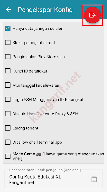 klik ikon merah