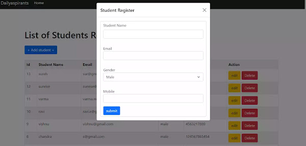 student registration form in python with database